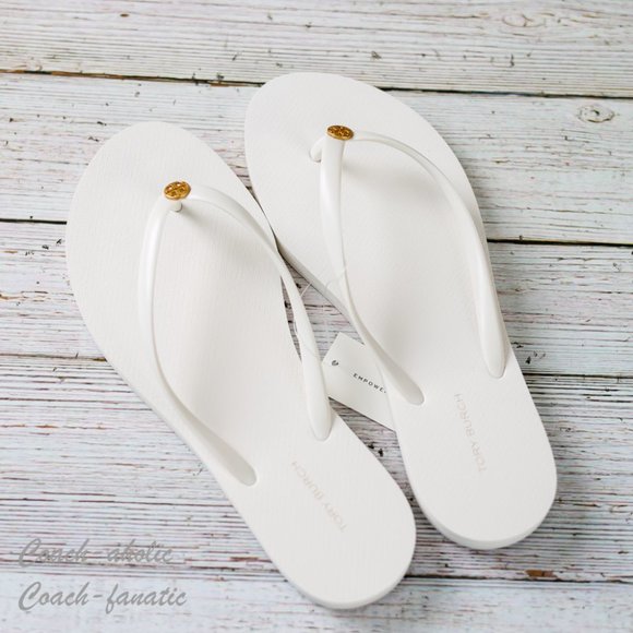 NWT 2023 Tory Burch Chelsea Summer Casual Flip Flop Thong Ivory Sandals 7/8 - Picture 2 of 6